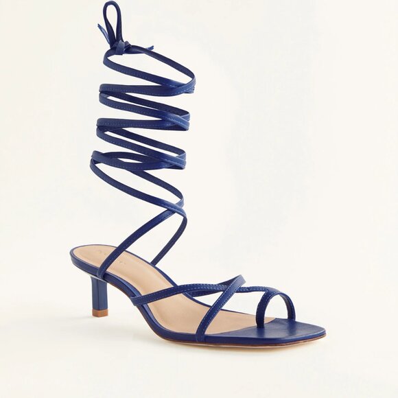 NEW REFORMATION Made In Brazil Leather Sammie Lace Up Mid Heel Sandals 725 15j8 - Picture 6 of 10